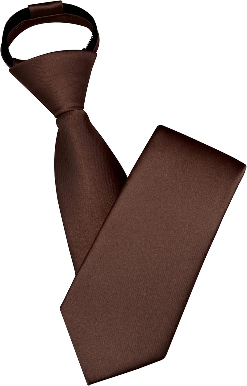Branduce 3.15"（8cm） Mens Solid Satin Tie Pre-tied Adjustable Zipper Necktie for Business and Wedding - Image 1